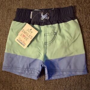 Ruffle Butts Green and Blue Kids Shorts